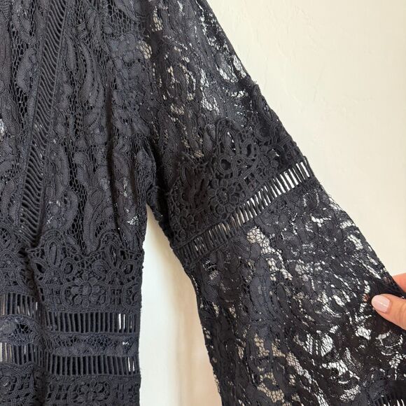 Boston Proper Black Lace Bell Sleeve Duster Cardigan Whimsy Goth Faerie Witchy - Picture 15 of 16